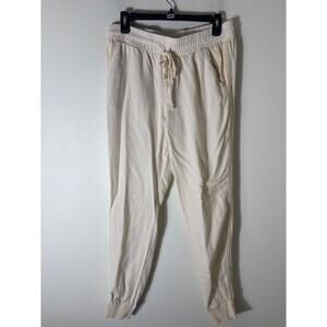 Splendid Cream Linen Loose Fit Joggers Sz M
